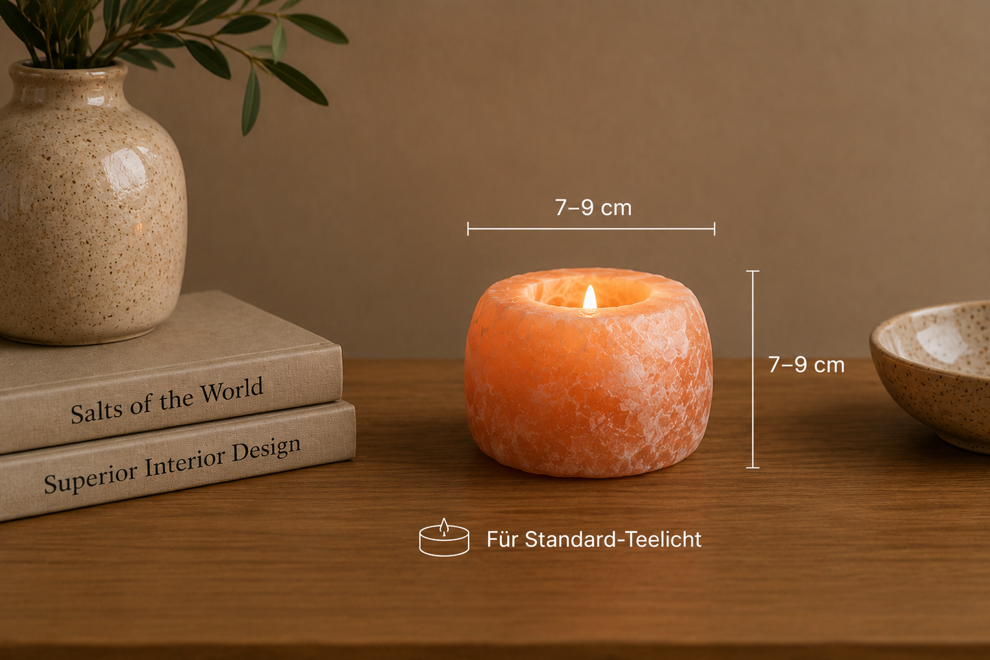 Teelichthalter aus Himalayasalz – Naturform